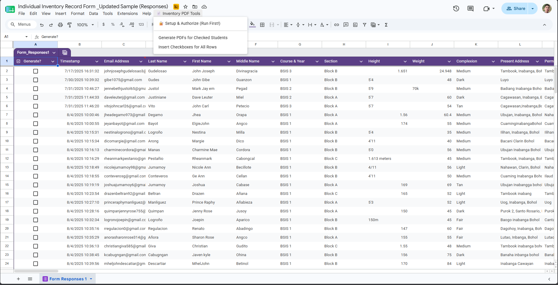Student Info Generator preview